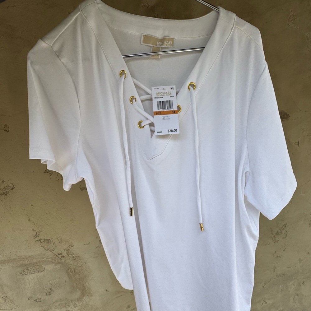 Michael Kors White Lace-Up Women's Top